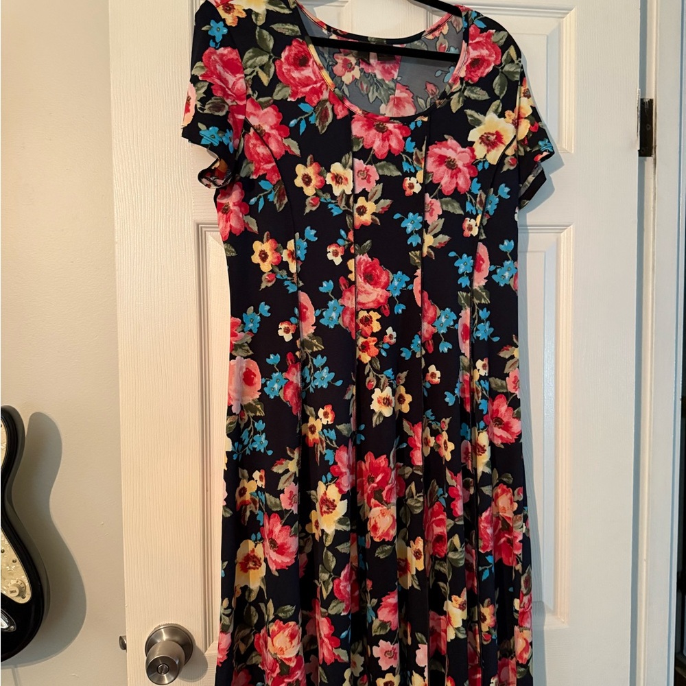 Red and Pink Flutter Sleeve Midi Sundress